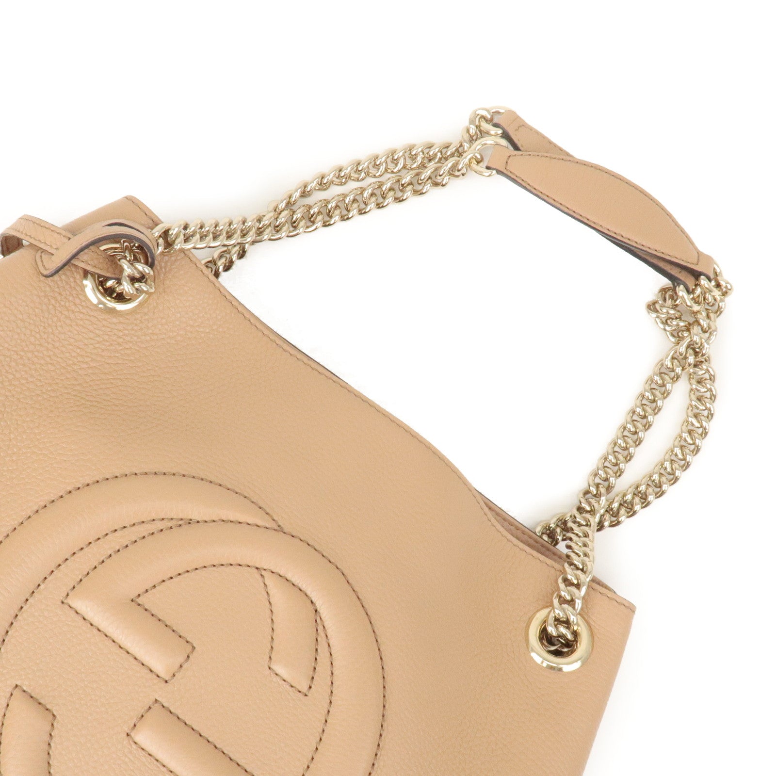 GUCCI SOHO Leather Chain Shoulder Bag Hand Bag Beige 536196