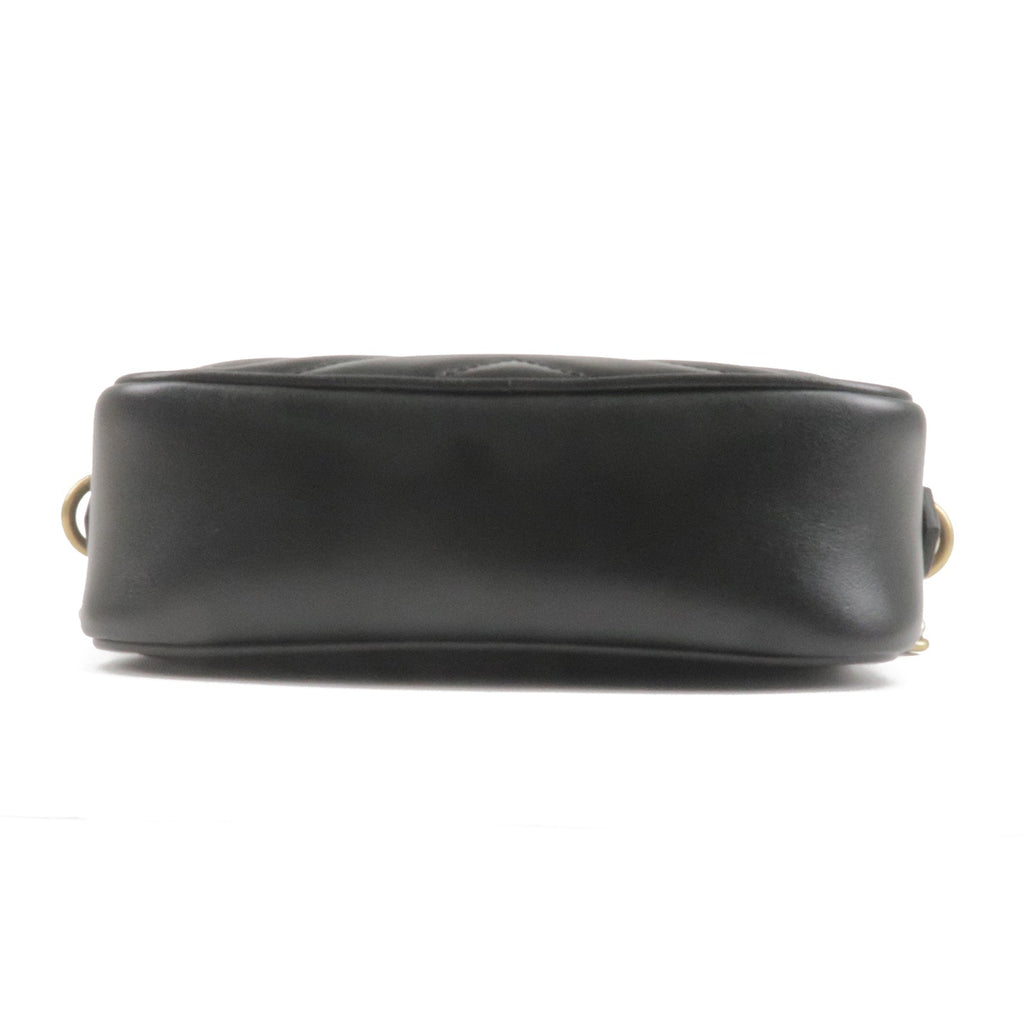 Authentic GUCCI GG Marmont Leather Chain Shoulder Bag 448065 Black Used F/S