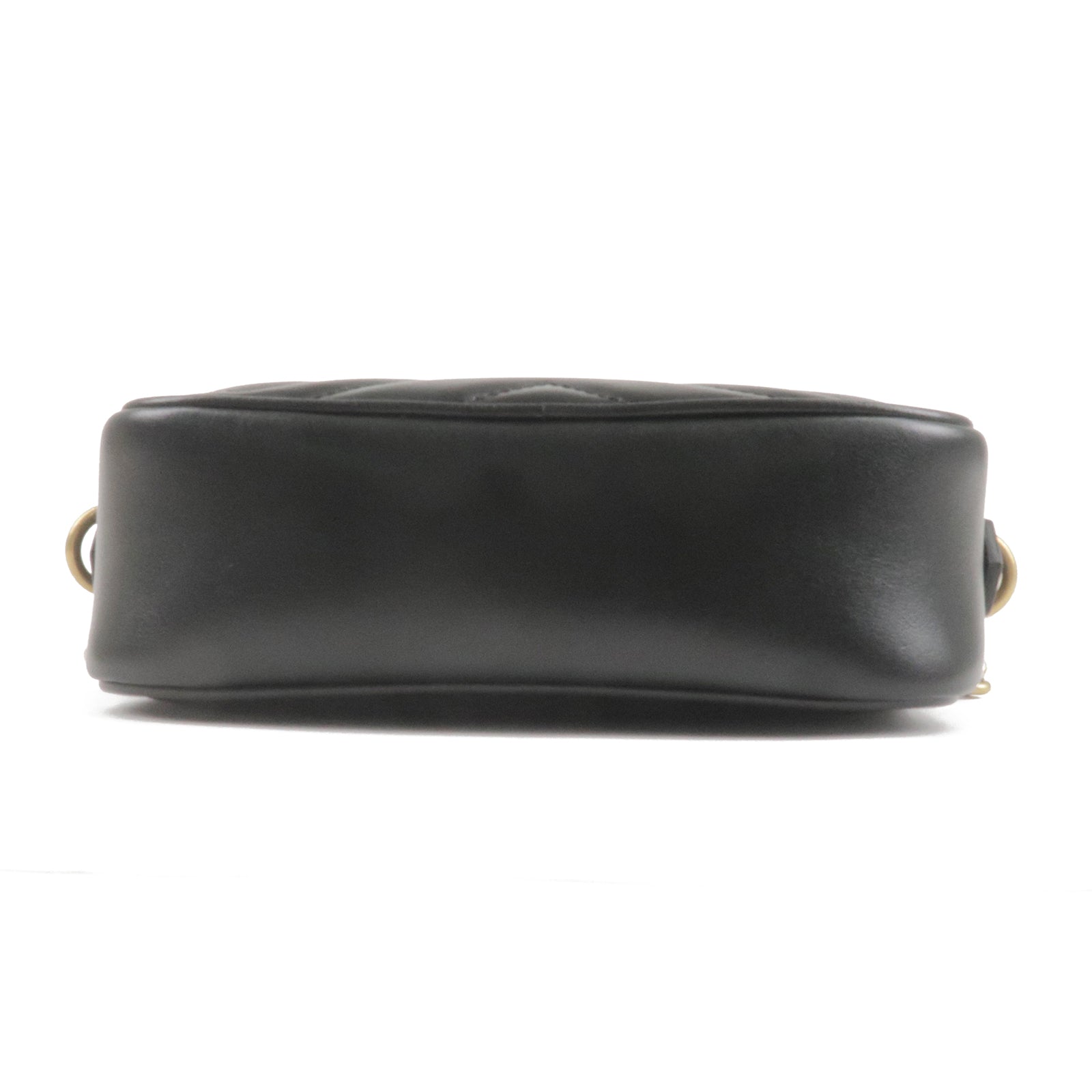 Authentic GUCCI GG Marmont Leather Chain Shoulder Bag 448065 Black Used F/S