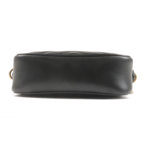 Authentic GUCCI GG Marmont Leather Chain Shoulder Bag 448065 Black Used F/S
