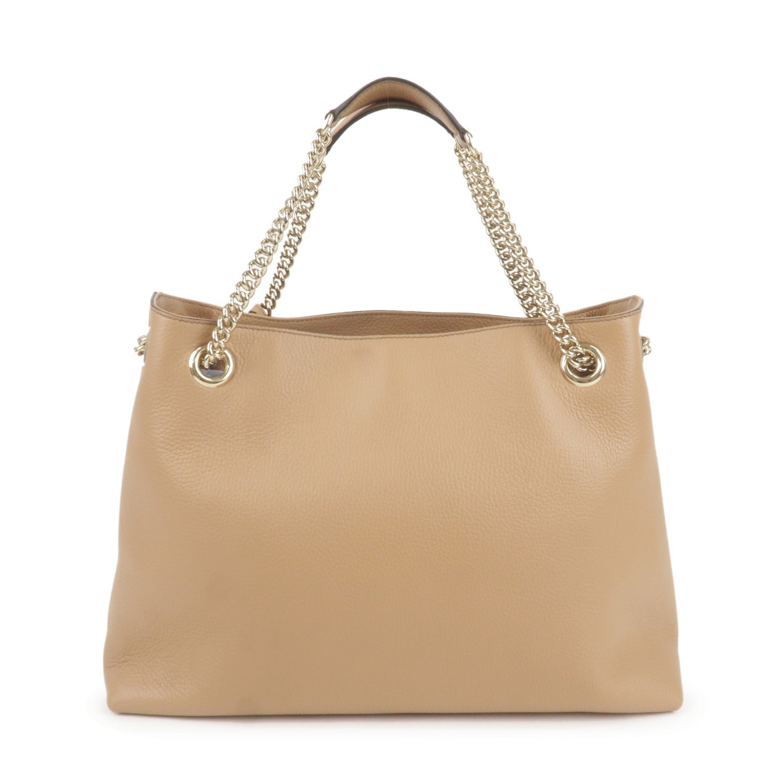 GUCCI SOHO Interlocking G Leather Chain Shoulder Bag Beige 536196