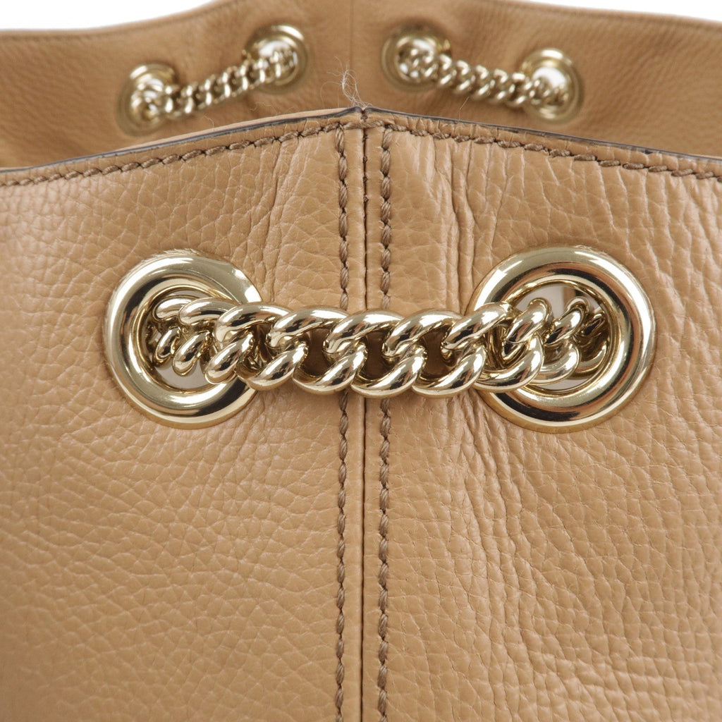 GUCCI SOHO Interlocking G Leather Chain Shoulder Bag Beige 536196