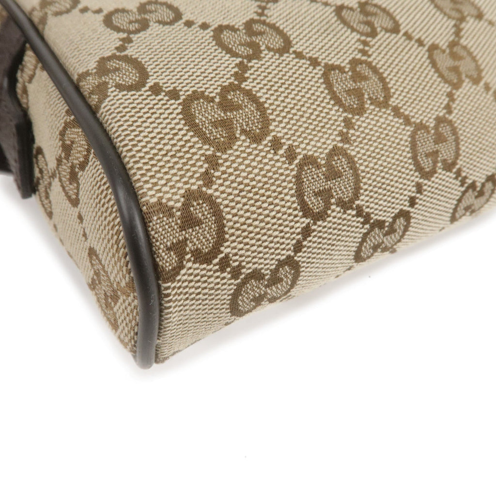 GUCCI GG Canvas Leather Waist Bag Beige Brown 449174