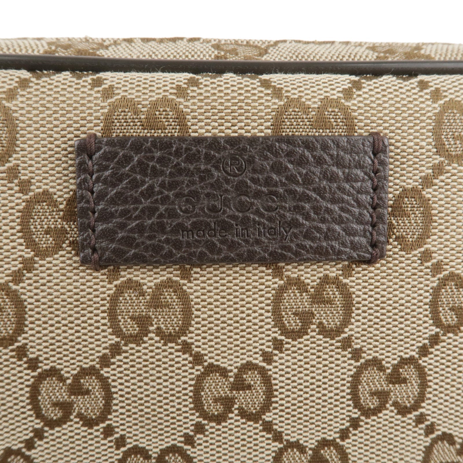 GUCCI GG Canvas Leather Waist Bag Beige Brown 449174