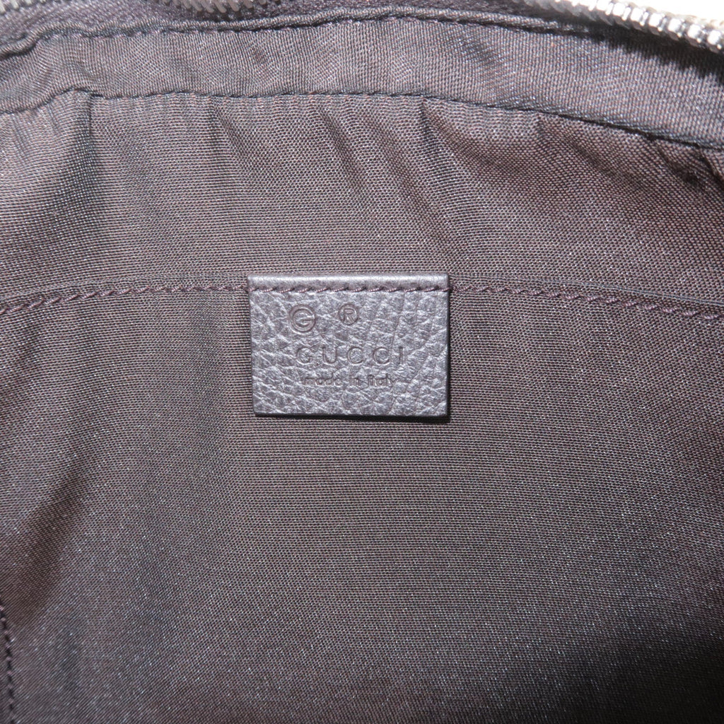 GUCCI GG Canvas Leather Waist Bag Beige Brown 449174