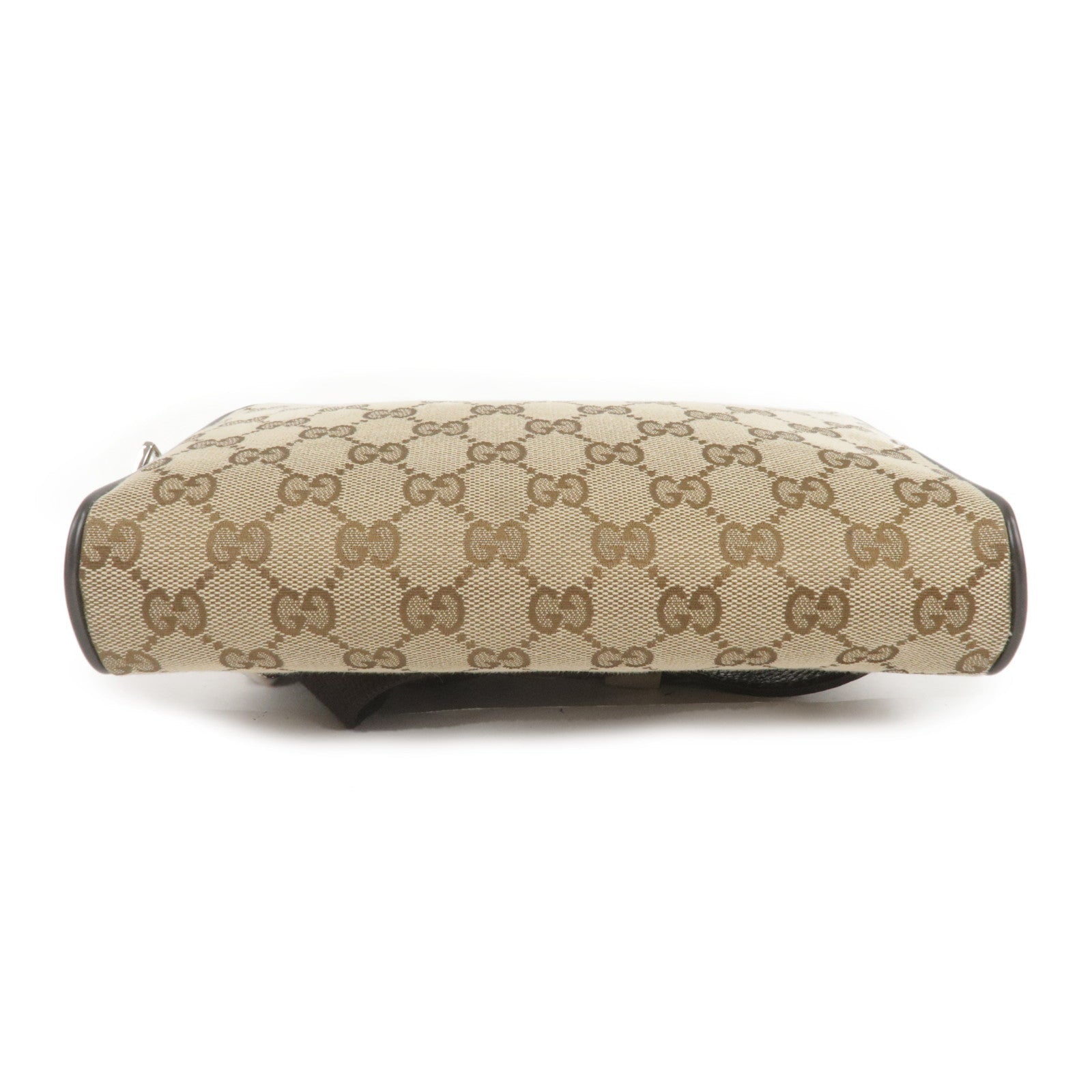 GUCCI GG Canvas Leather Waist Bag Beige Brown 449174