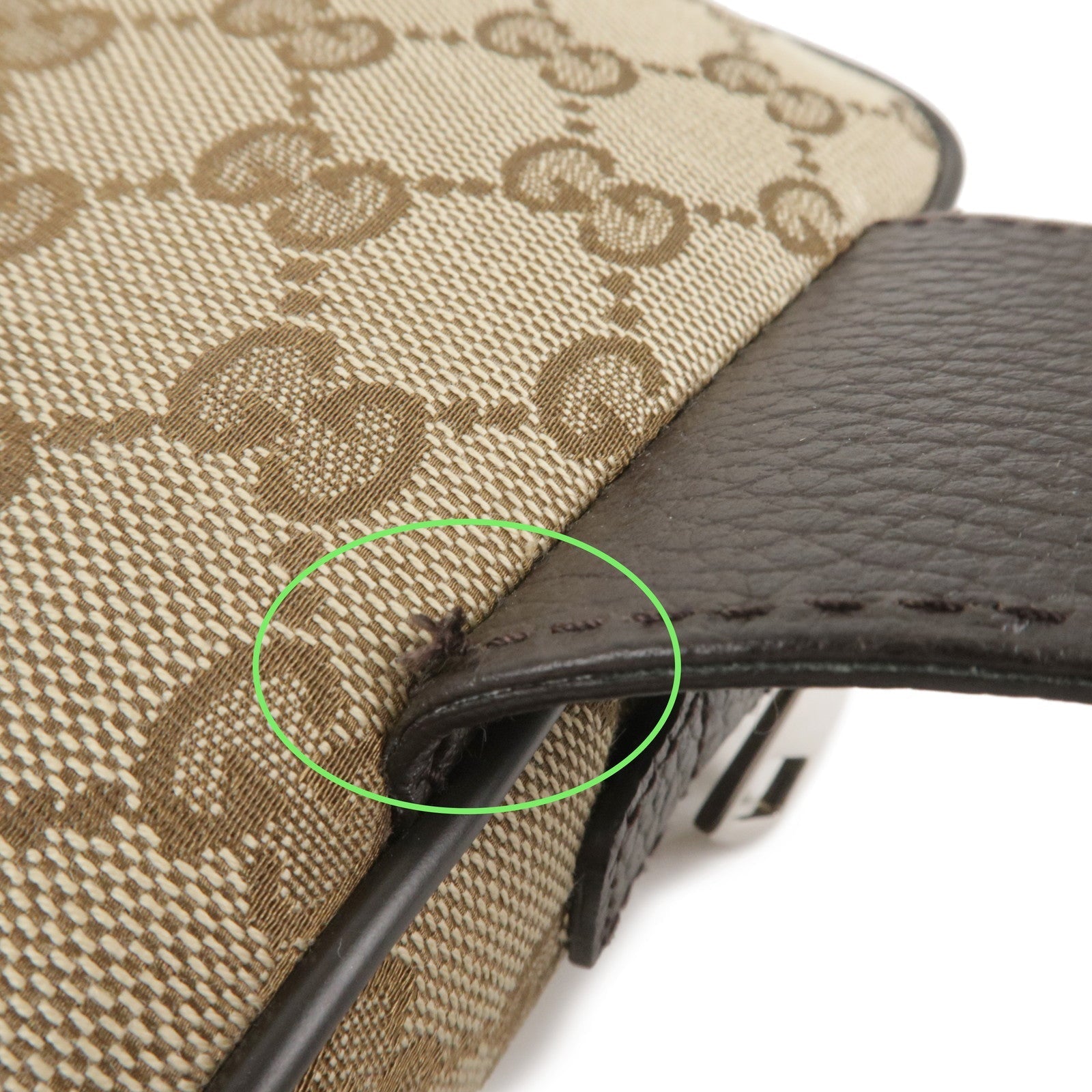 GUCCI GG Canvas Leather Waist Bag Beige Brown 449174