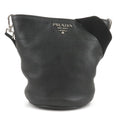 Prada Logo Leather One Shoulder Bag NERO Black 1BE012