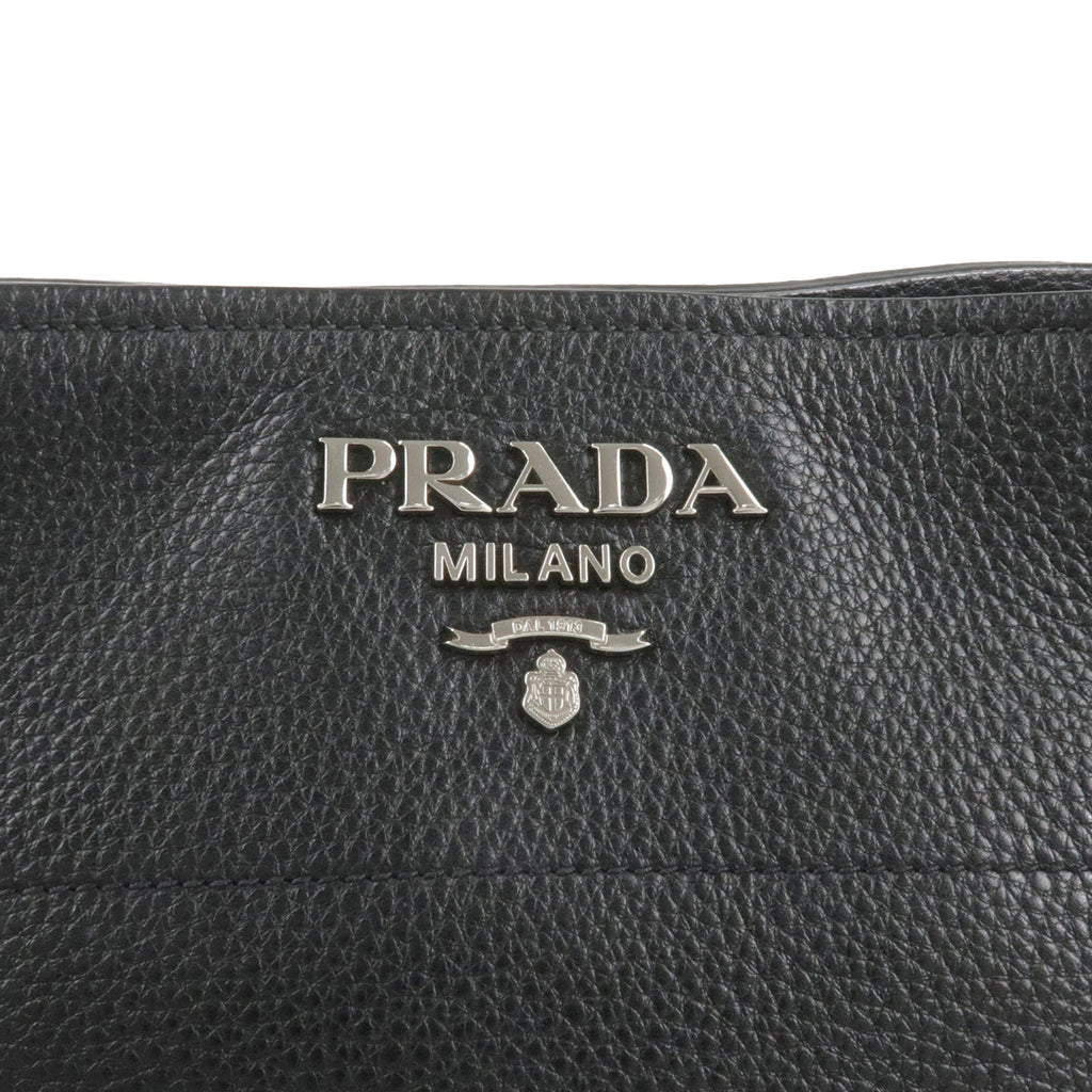 Prada Logo Leather One Shoulder Bag NERO Black 1BE012