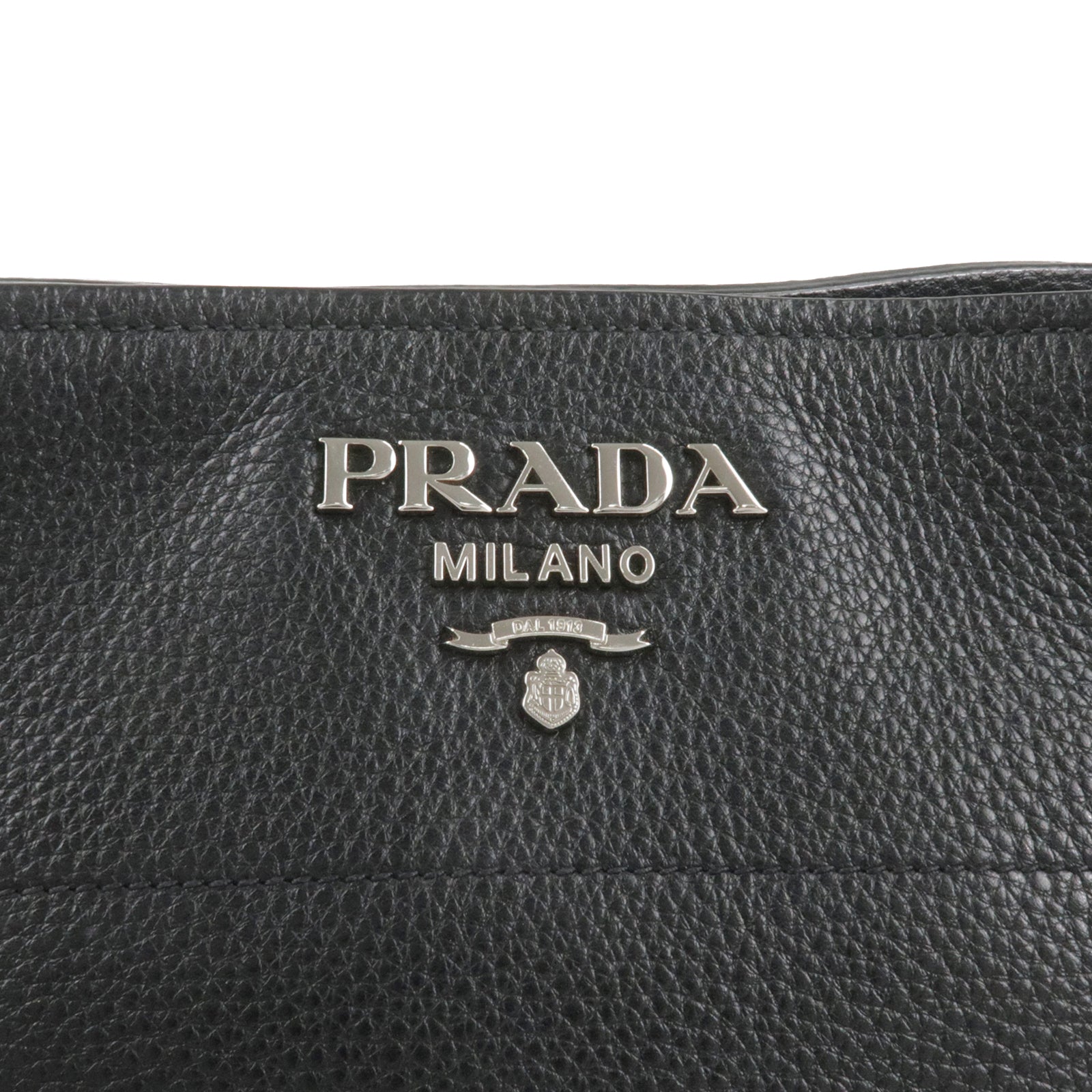 Prada Logo Leather One Shoulder Bag NERO Black 1BE012