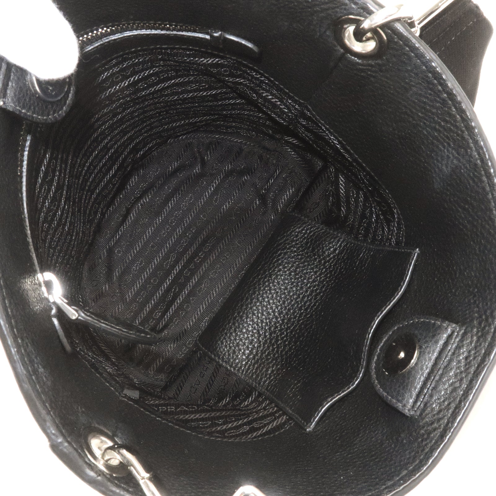 Prada Logo Leather One Shoulder Bag NERO Black 1BE012