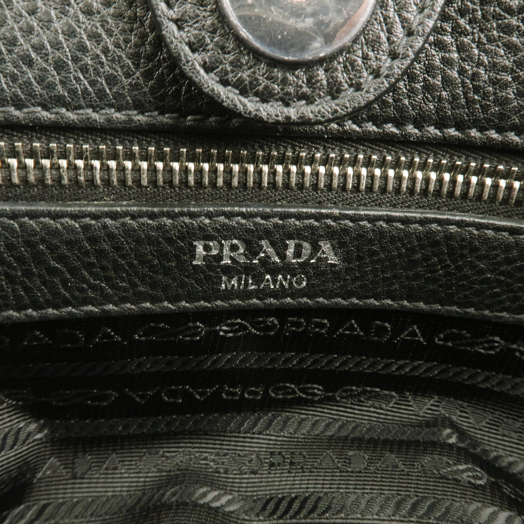 Prada Logo Leather One Shoulder Bag NERO Black 1BE012