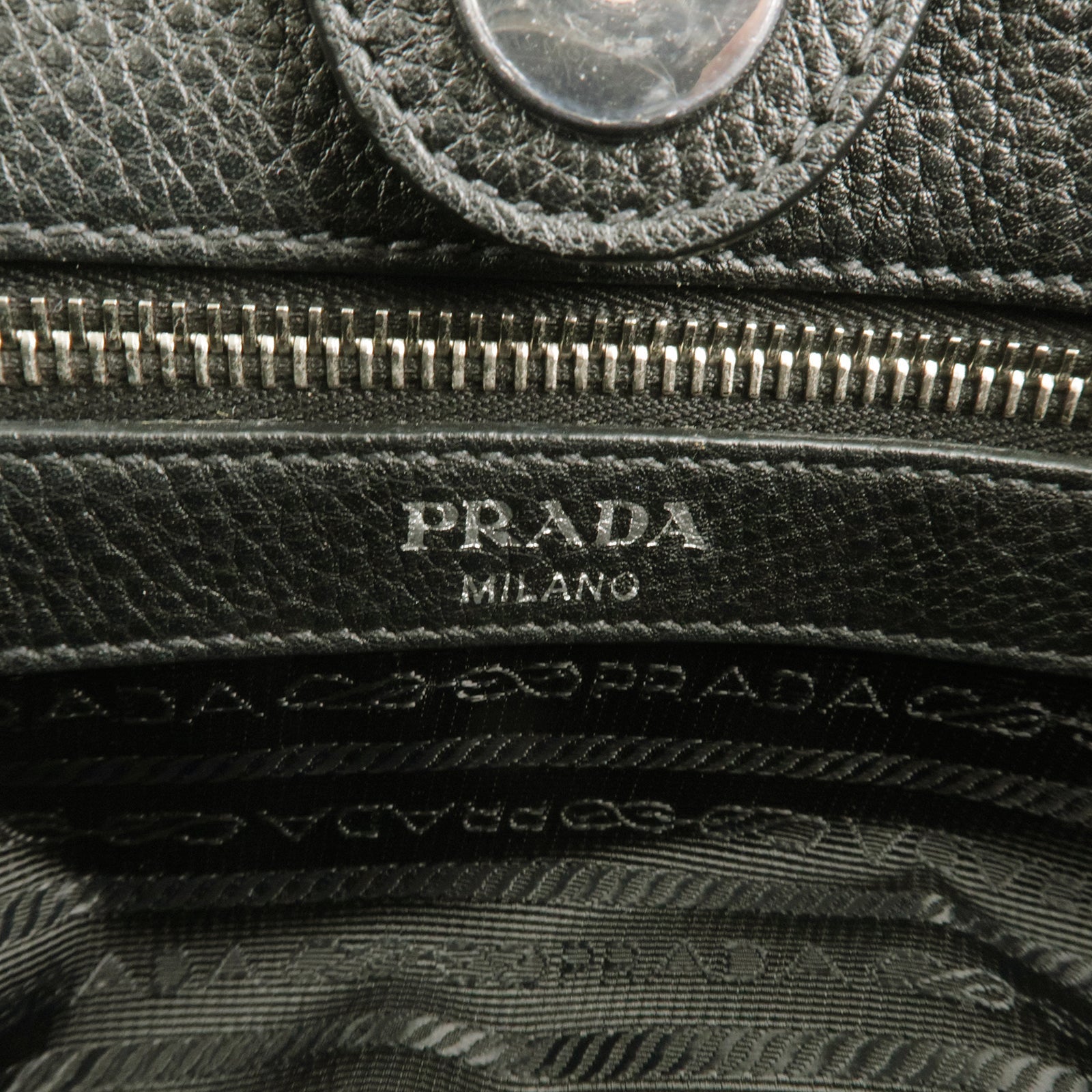 Prada Logo Leather One Shoulder Bag NERO Black 1BE012