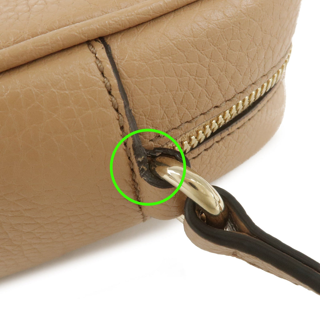 GUCCI SOHO Small Disco Leather Shoulder Bag Beige 308364