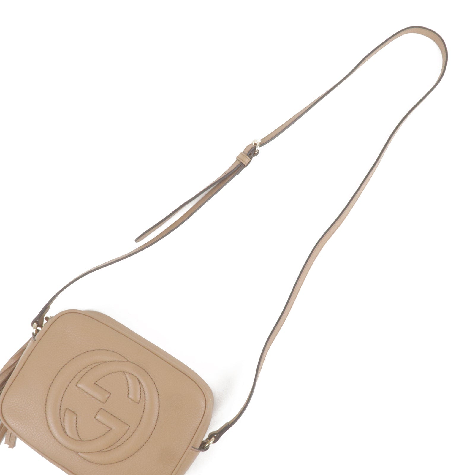 GUCCI SOHO Small Disco Leather Shoulder Bag Beige 308364