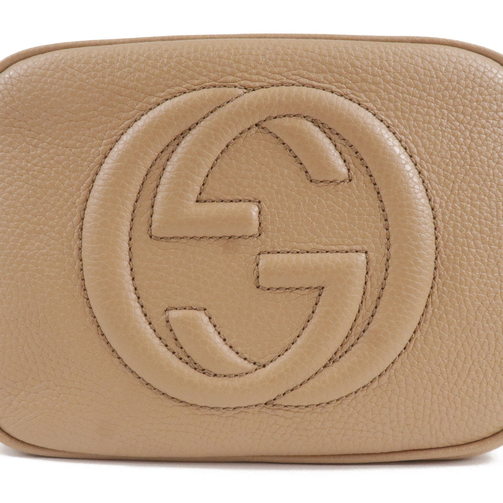 GUCCI SOHO Small Disco Leather Shoulder Bag Beige 308364