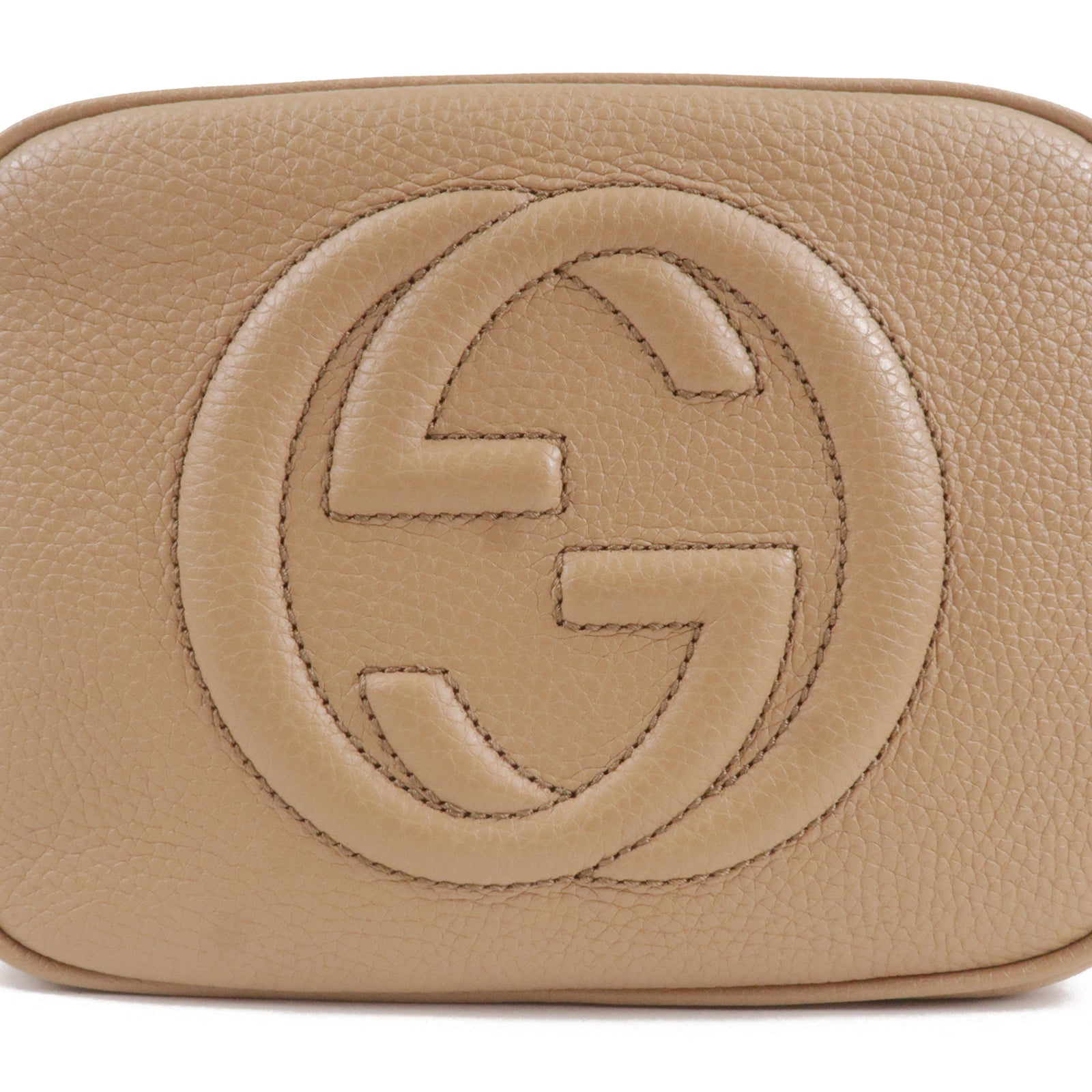 GUCCI SOHO Small Disco Leather Shoulder Bag Beige 308364