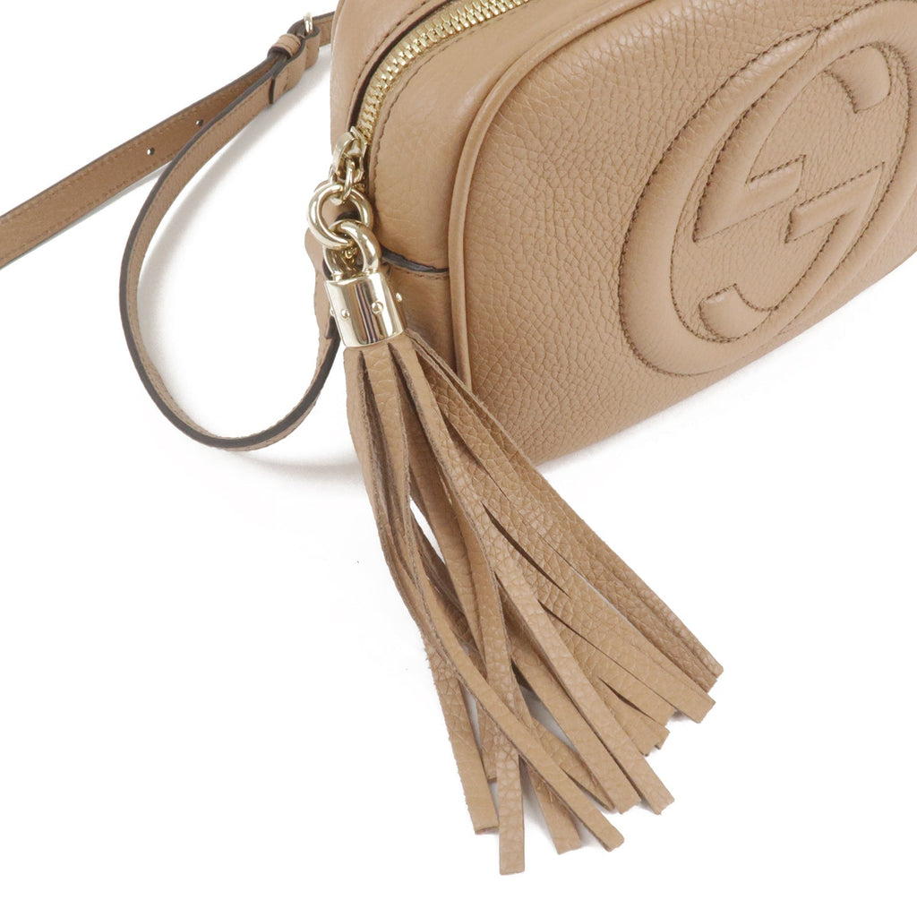 GUCCI SOHO Small Disco Leather Shoulder Bag Beige 308364
