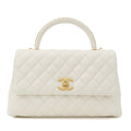 CHANEL Matelasse Caviar Skin COCO Handle 28 2Way Bag White A92991