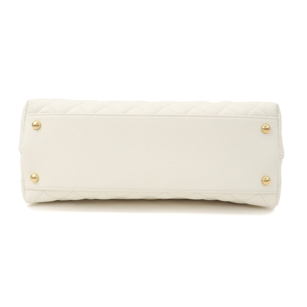 CHANEL Matelasse Caviar Skin COCO Handle 28 2Way Bag White A92991