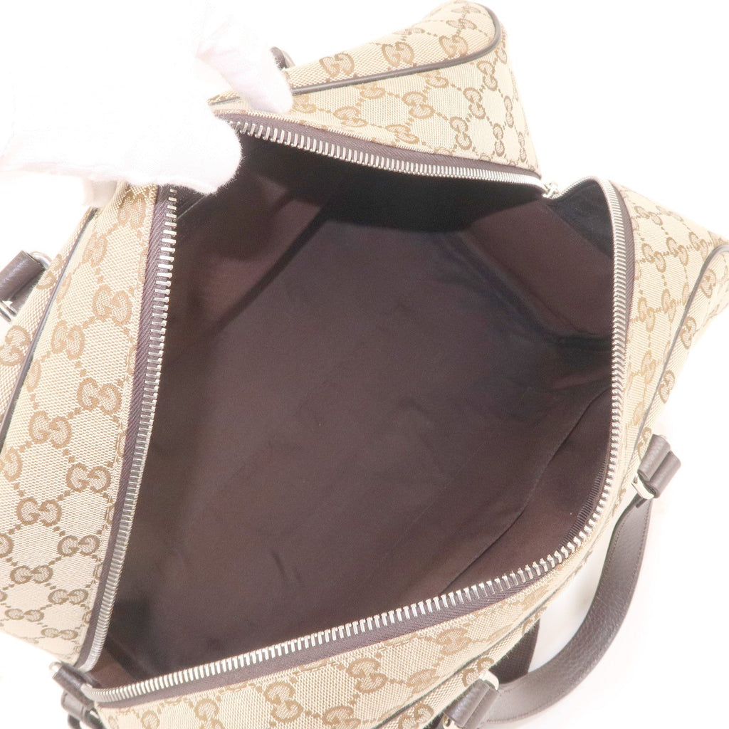 GUCCI GG Canvas Leather 2WAY Boston Bag Shoulder Bag Beige 449167
