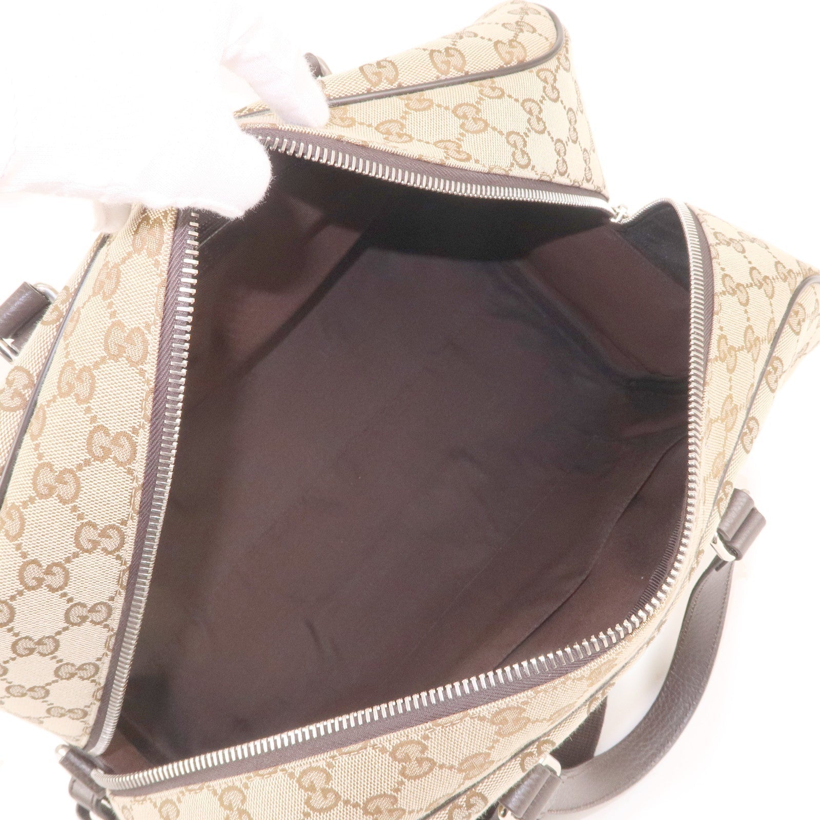 GUCCI GG Canvas Leather 2WAY Boston Bag Shoulder Bag Beige 449167
