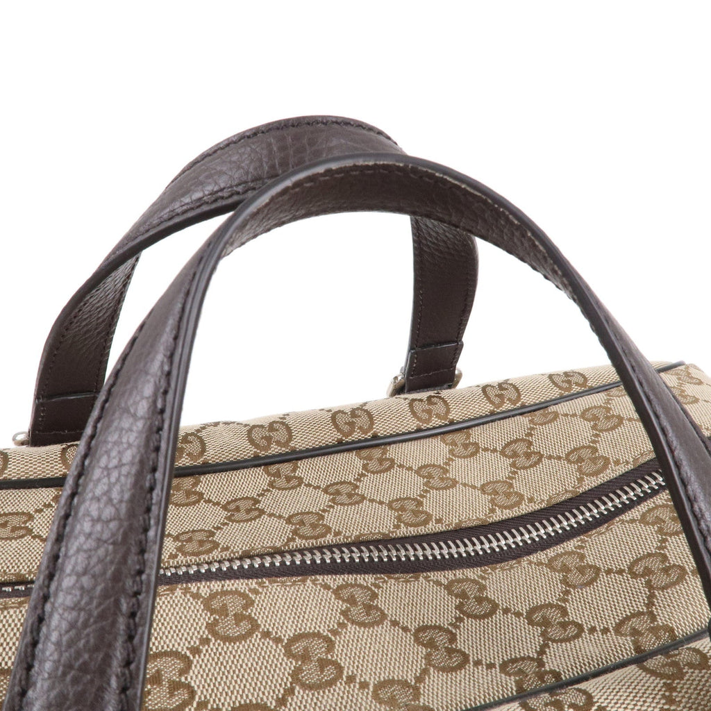 GUCCI GG Canvas Leather 2WAY Boston Bag Shoulder Bag Beige 449167