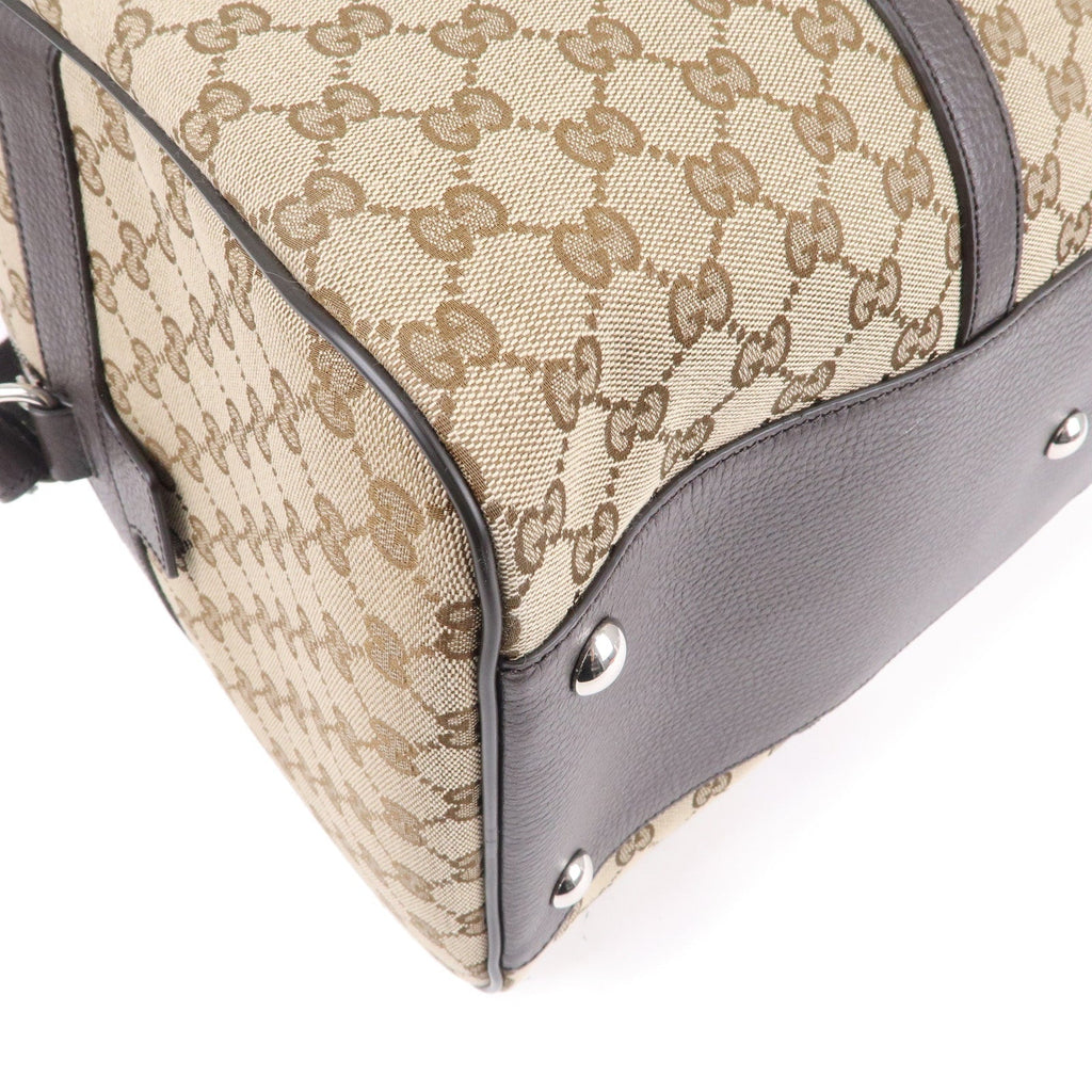 GUCCI GG Canvas Leather 2WAY Boston Bag Shoulder Bag Beige 449167
