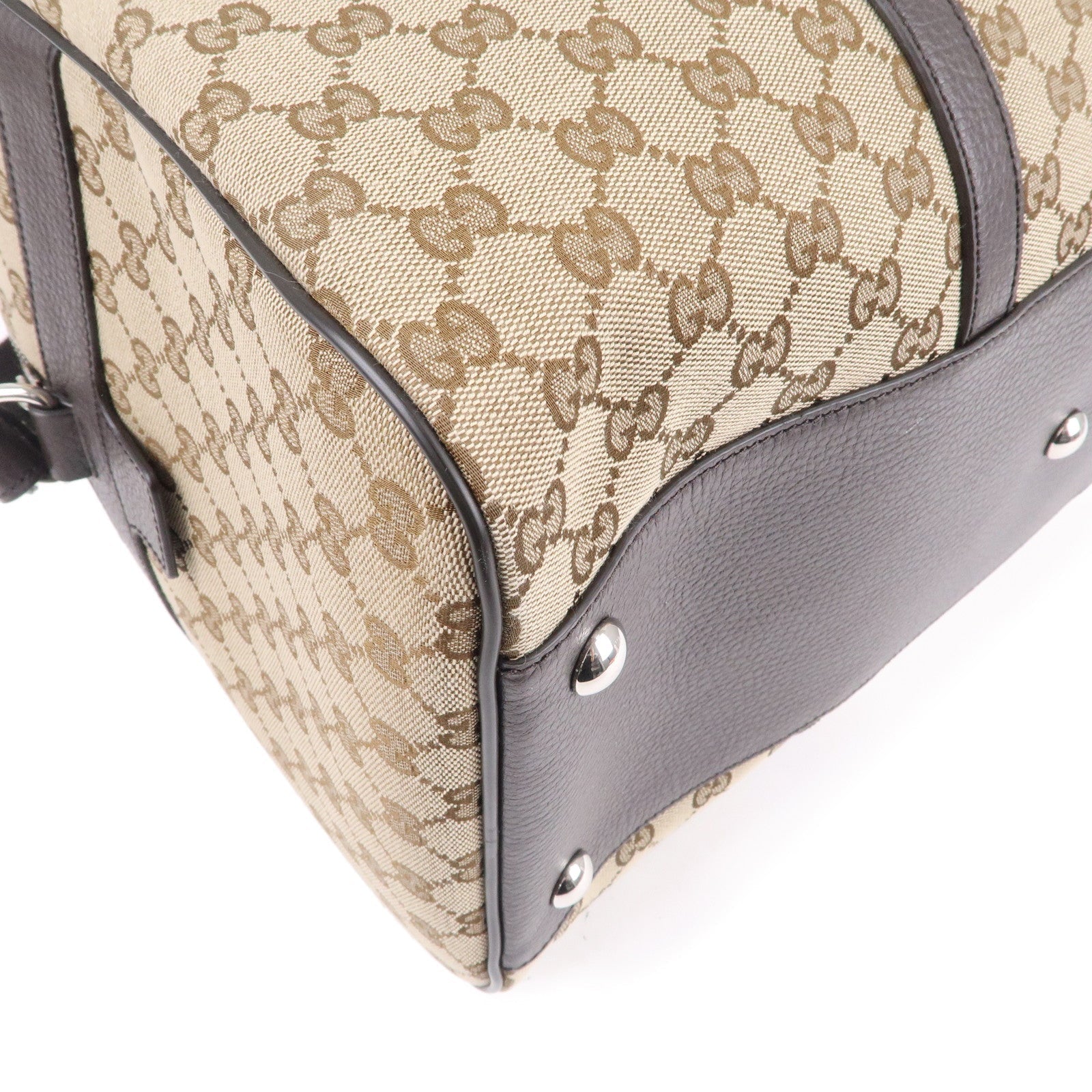 GUCCI GG Canvas Leather 2WAY Boston Bag Shoulder Bag Beige 449167