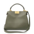 Auth FENDI Peekaboo Iconic Essentially Leather 2Way Bag Khaki 8BN302 Used F/S