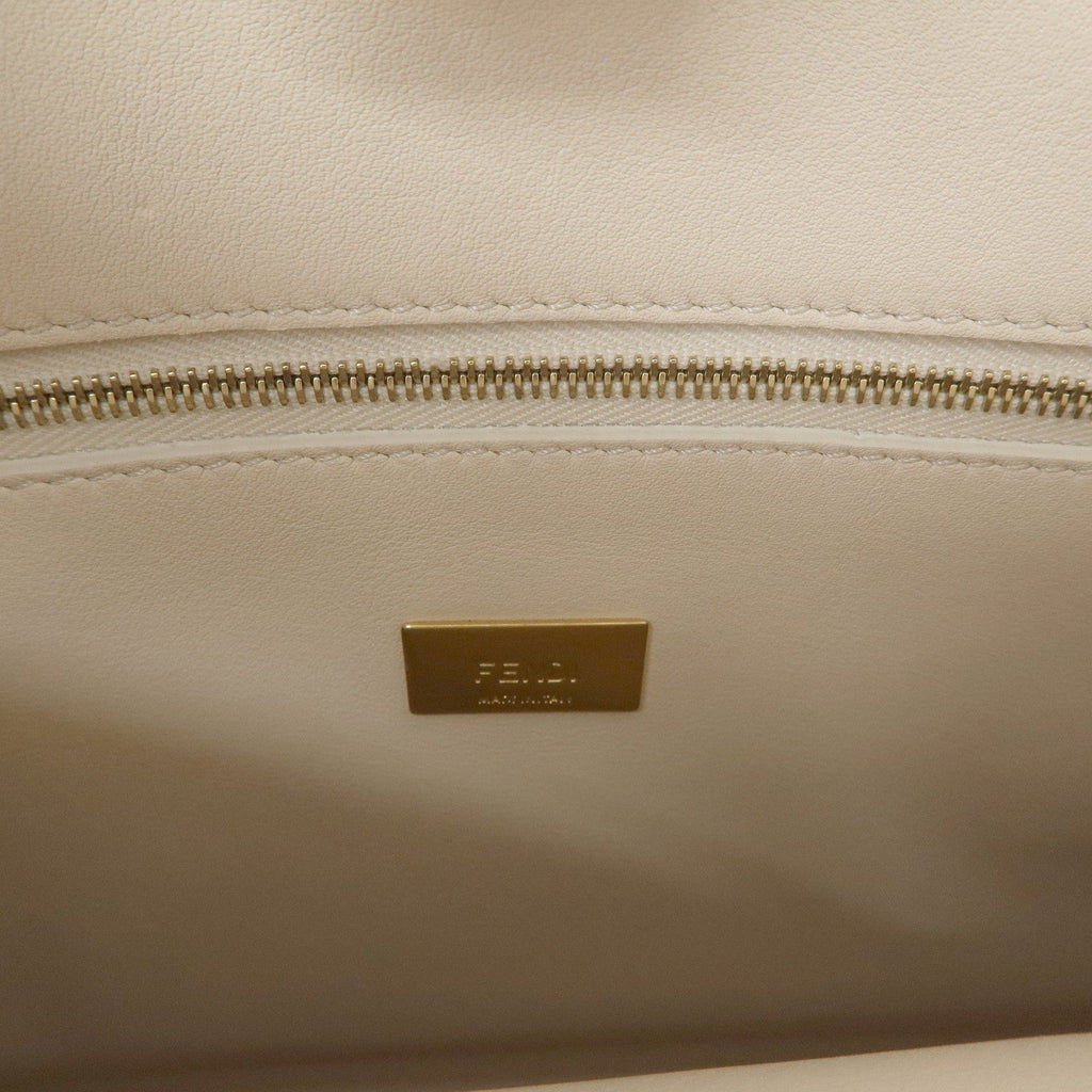 Auth FENDI Peekaboo Iconic Essentially Leather 2Way Bag Khaki 8BN302 Used F/S