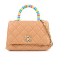 CHANEL COCO Handle Matelasse Caviar Skin XXS 2Way Bag Brown AS2215