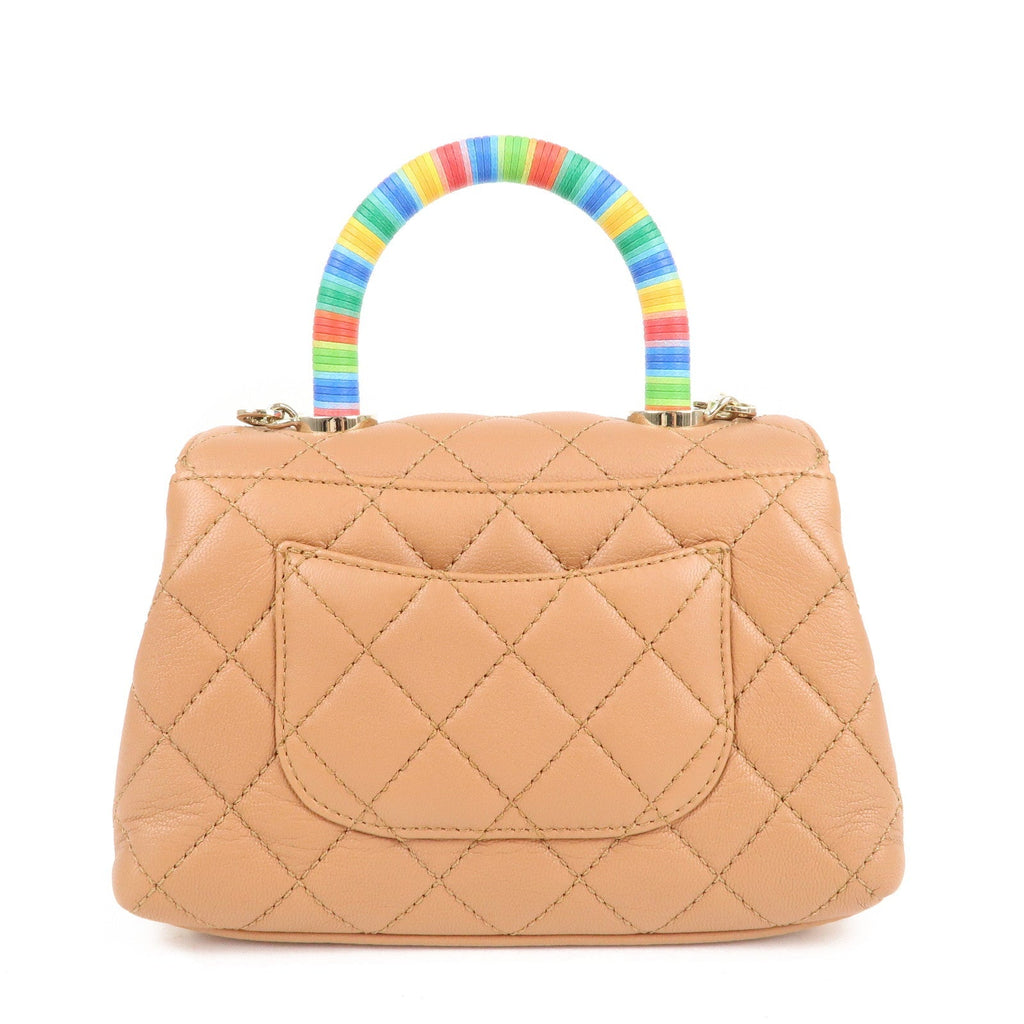 CHANEL COCO Handle Matelasse Caviar Skin XXS 2Way Bag Brown AS2215