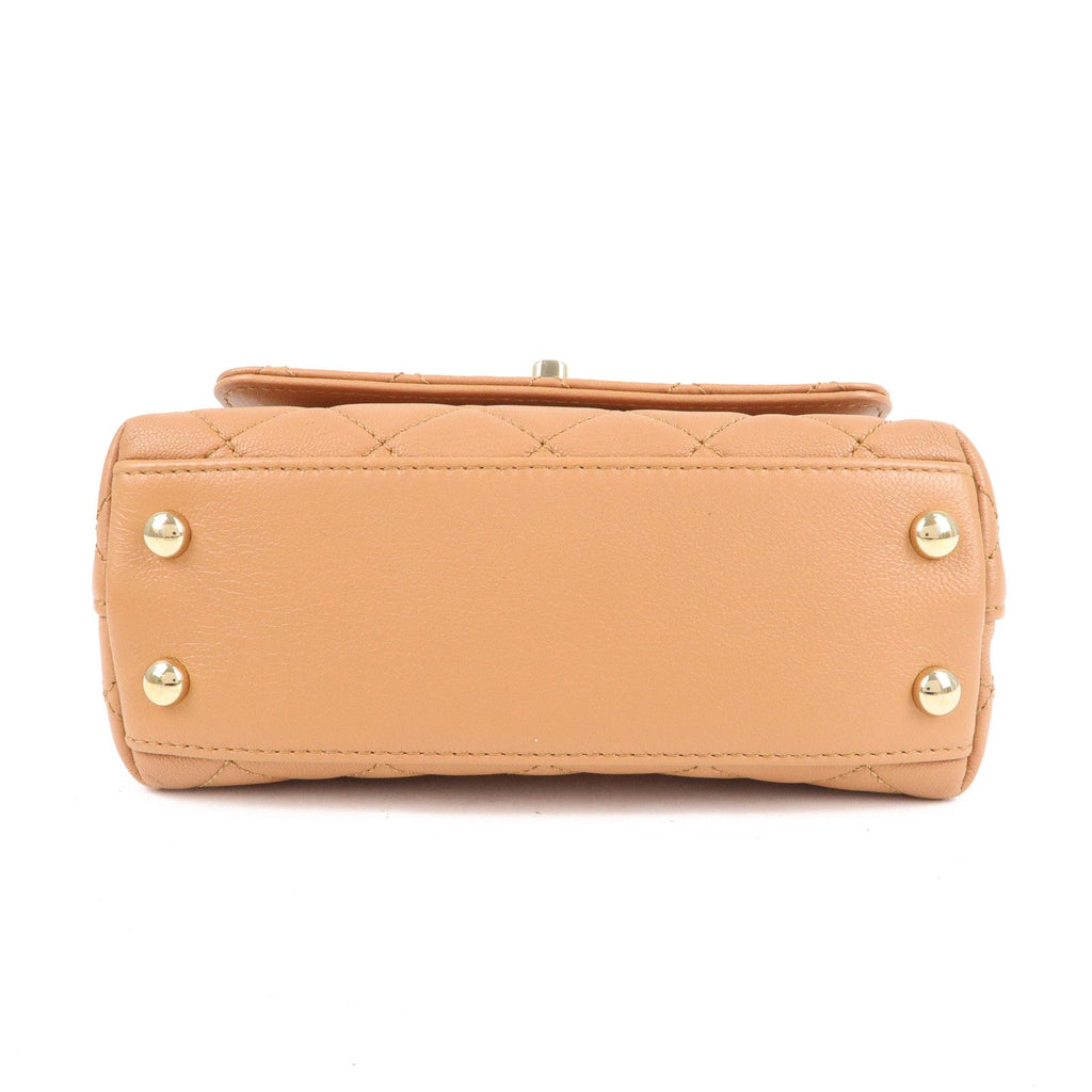 CHANEL COCO Handle Matelasse Caviar Skin XXS 2Way Bag Brown AS2215