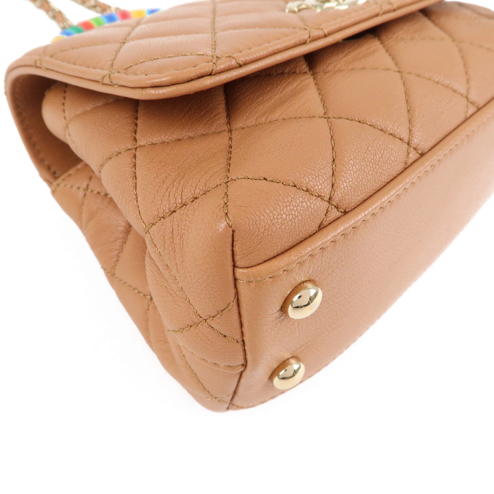 CHANEL COCO Handle Matelasse Caviar Skin XXS 2Way Bag Brown AS2215