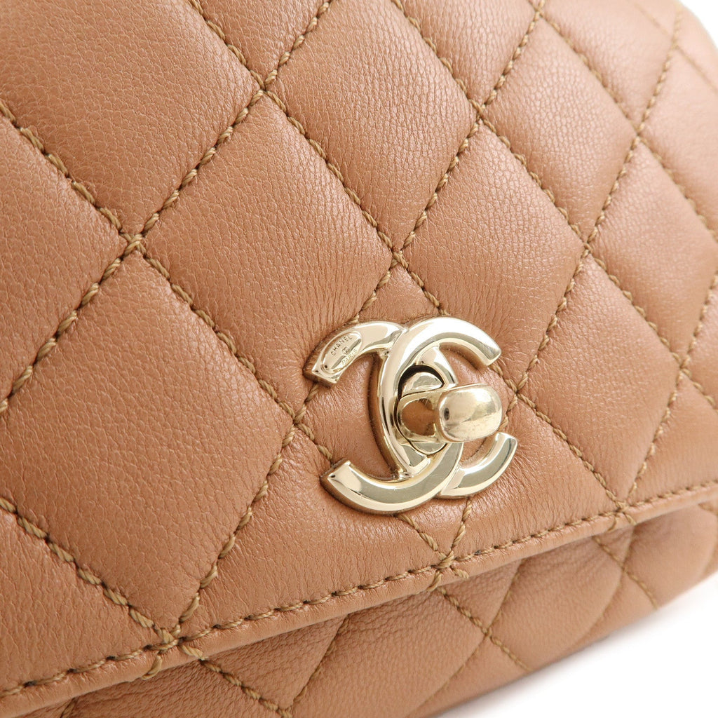 CHANEL COCO Handle Matelasse Caviar Skin XXS 2Way Bag Brown AS2215