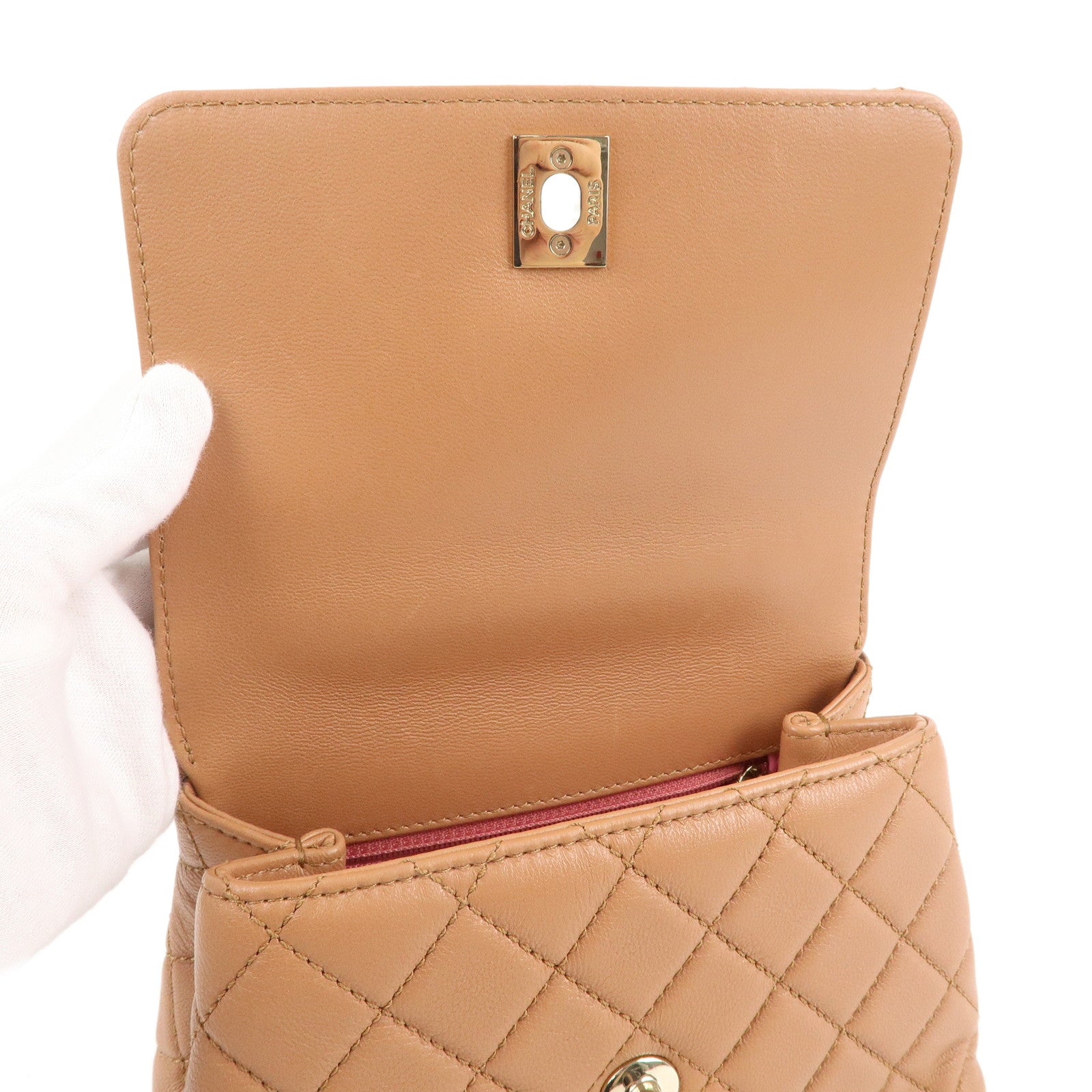 CHANEL COCO Handle Matelasse Caviar Skin XXS 2Way Bag Brown AS2215