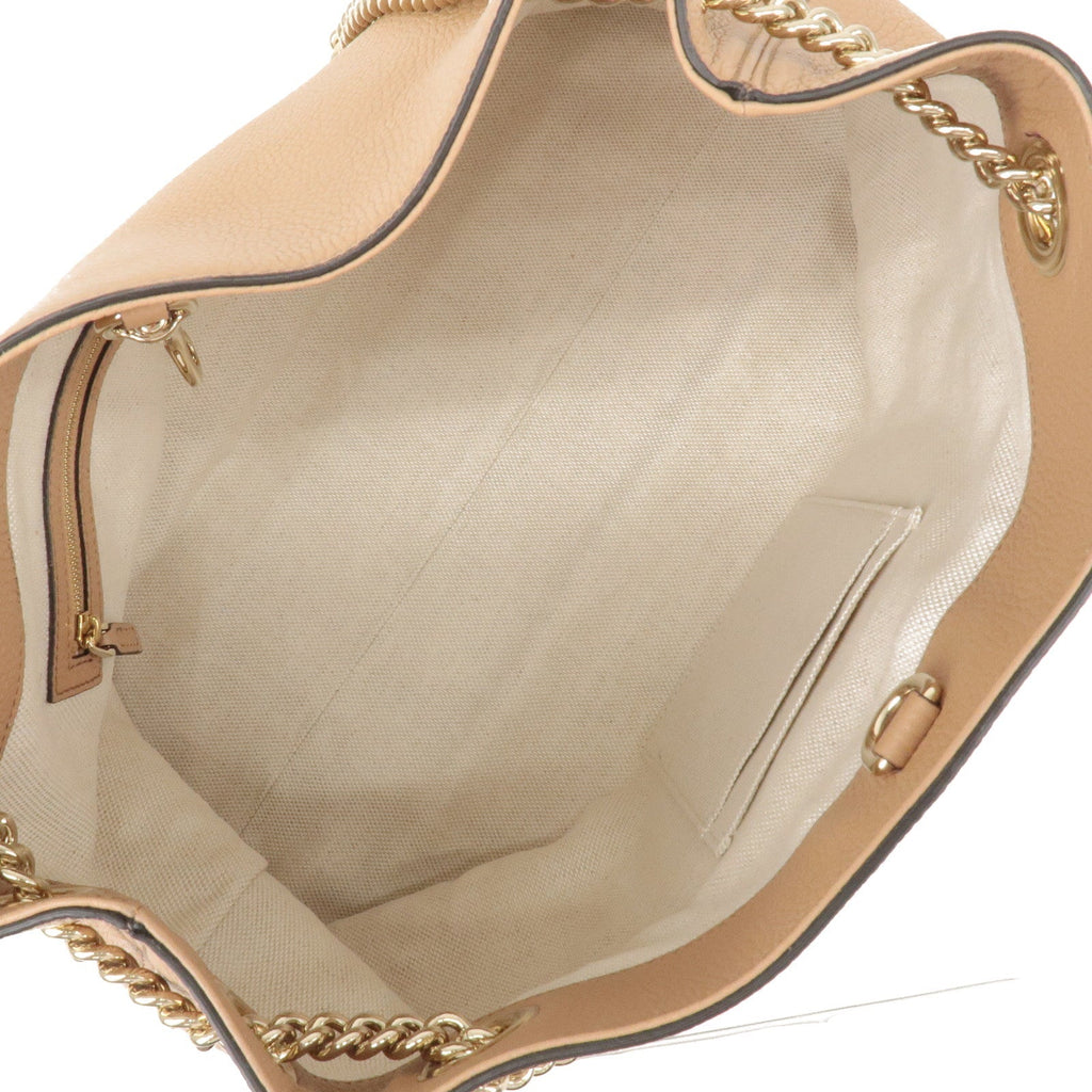 GUCCI SOHO Interlocking G Leather Chain Shoulder Bag Beige 536196