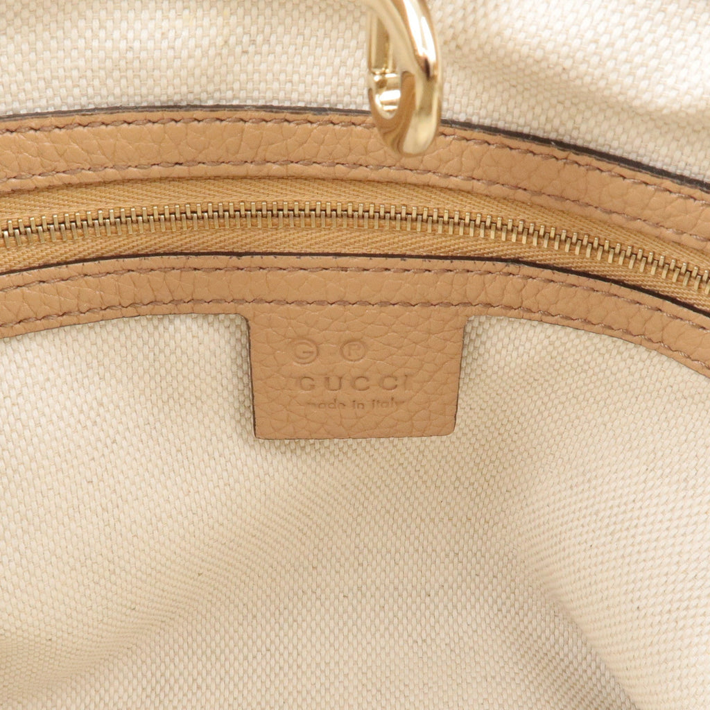 GUCCI SOHO Interlocking G Leather Chain Shoulder Bag Beige 536196
