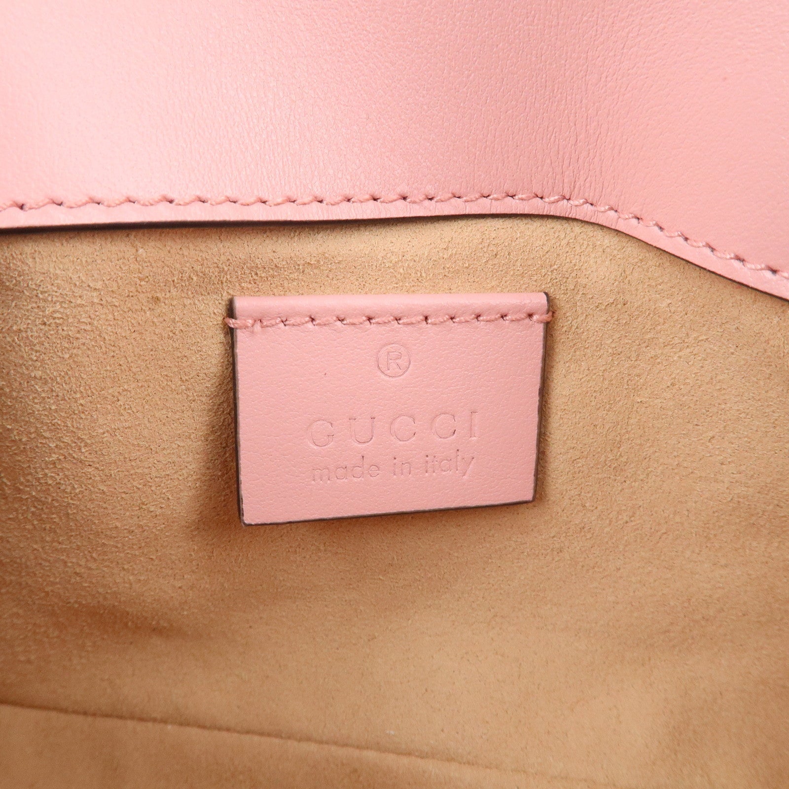 GUCCI GG Marmont Leather Super Mini Shoulder Bag Pink 476433