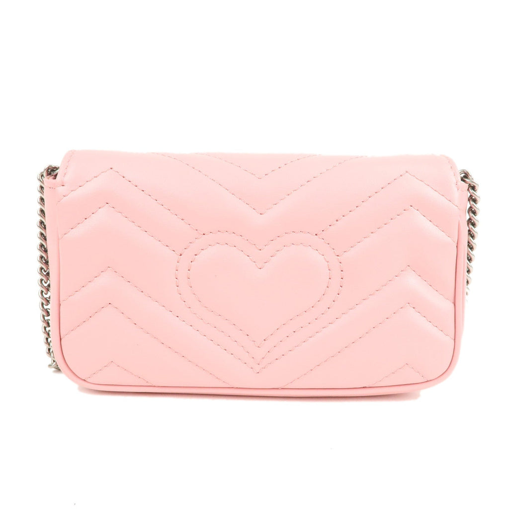 GUCCI GG Marmont Leather Super Mini Shoulder Bag Pink 476433