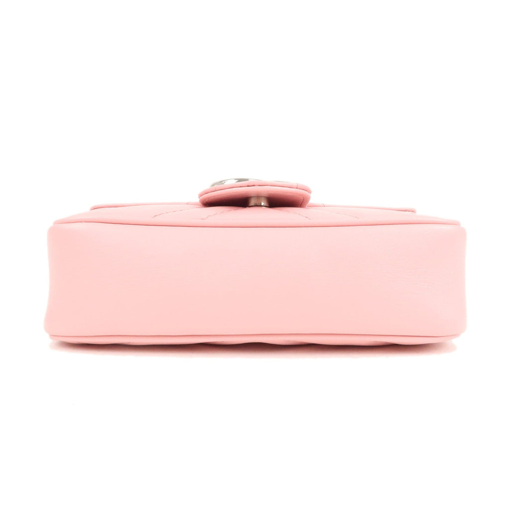 GUCCI GG Marmont Leather Super Mini Shoulder Bag Pink 476433