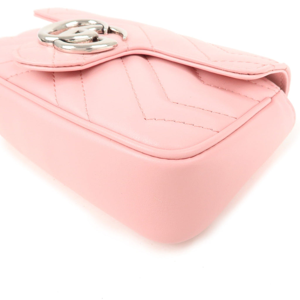 GUCCI GG Marmont Leather Super Mini Shoulder Bag Pink 476433