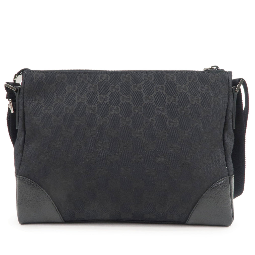 Authentic GUCCI GG Canvas Leather Crossbody Shoulder Bag Black 114273 Used F/S
