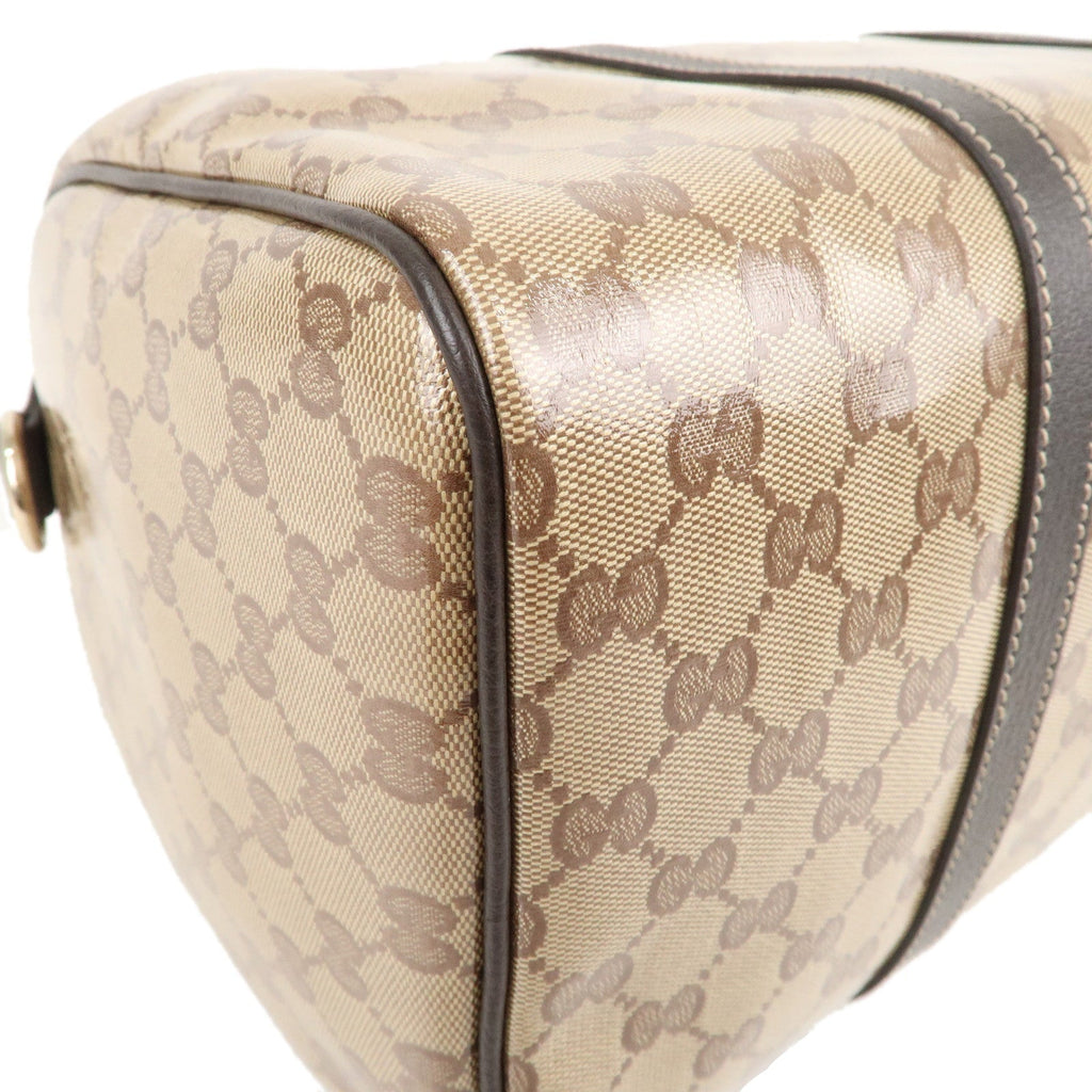 GUCCI GG Crystal Leather Boston Bag Hand bag Beige Brown 265697