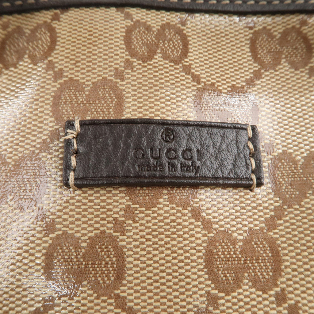 GUCCI GG Crystal Leather Boston Bag Hand bag Beige Brown 265697