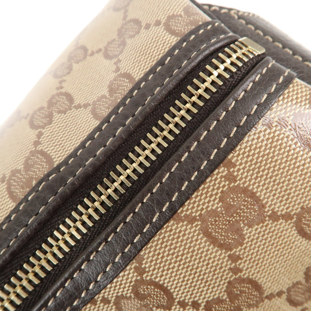 GUCCI GG Crystal Leather Boston Bag Hand bag Beige Brown 265697