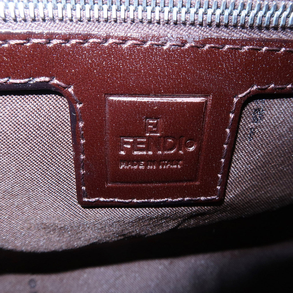 FENDI Zucca Canvas Leather Shoulder Bag Brown Black 26569