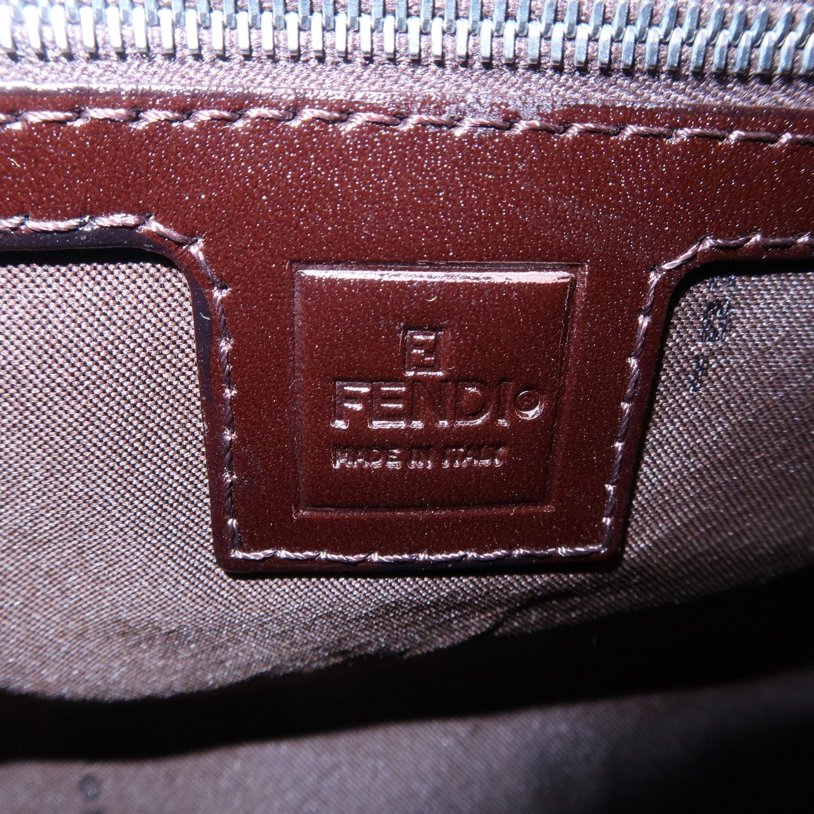 FENDI Zucca Canvas Leather Shoulder Bag Brown Black 26569
