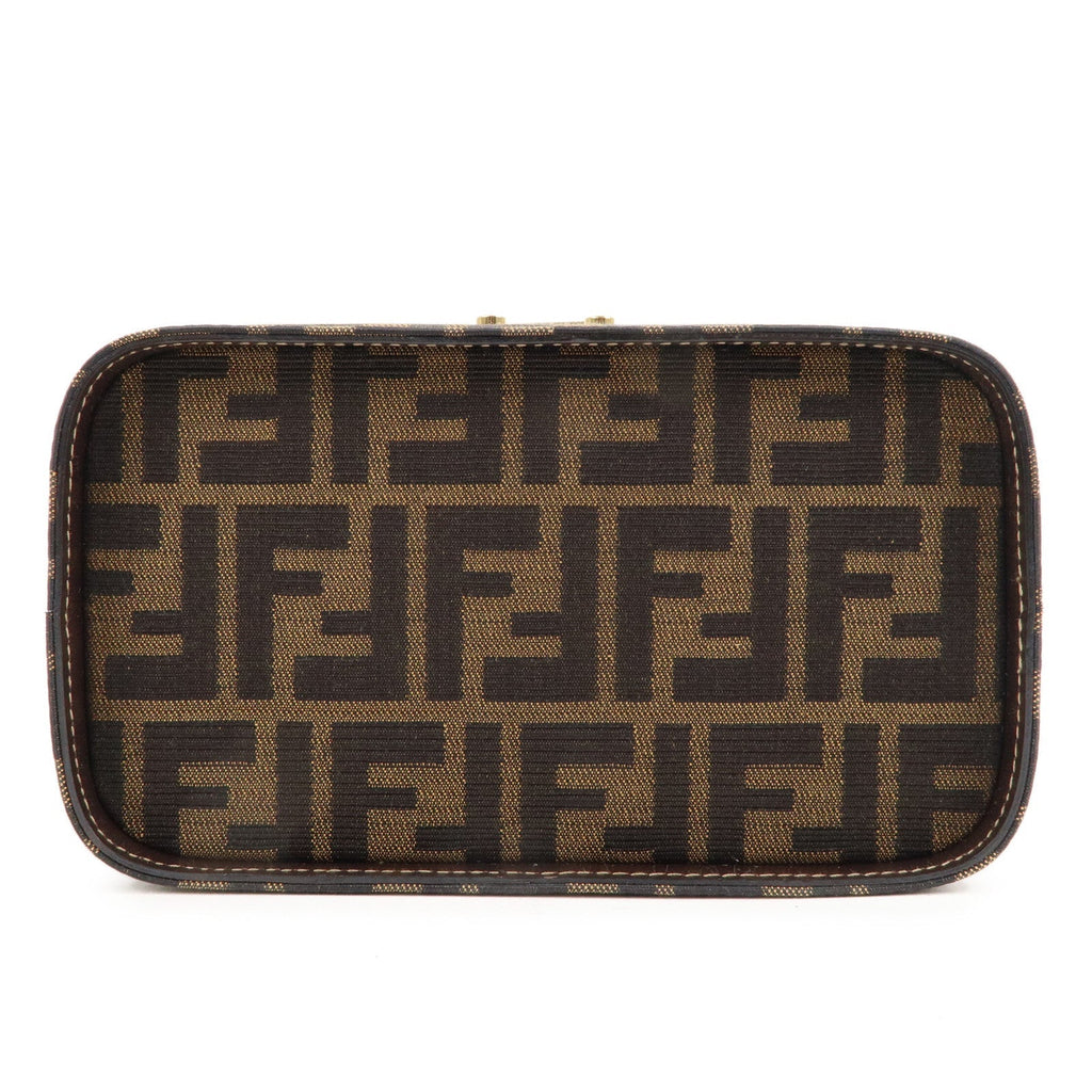 FENDI Zucca Canvas Leather Vanity Bag 2way Hand Bag 0914931